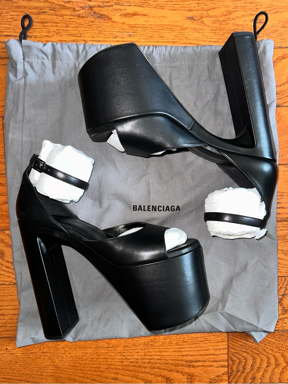 Balenciaga Black Leather Camden Sandal H160 (soft calfskin)